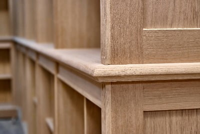 Wooden bookshelves