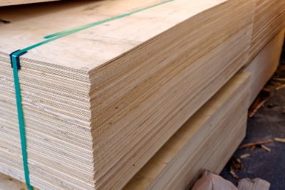 Stacks of plywood sheets